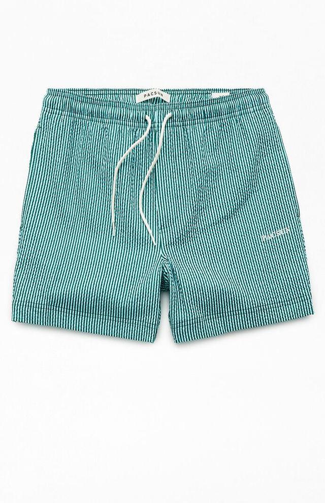 Men's Striped Seersucker 4.5" Swim Trunks - Product Image