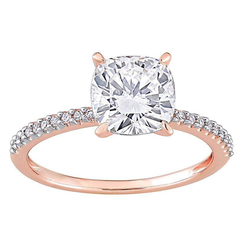 Stella Grace 14k Rose Gold 2 Carat T.W. Lab-Created Moissanite & 1/10 Carat T.W. Diamond Engagement Ring, Womens Product Image