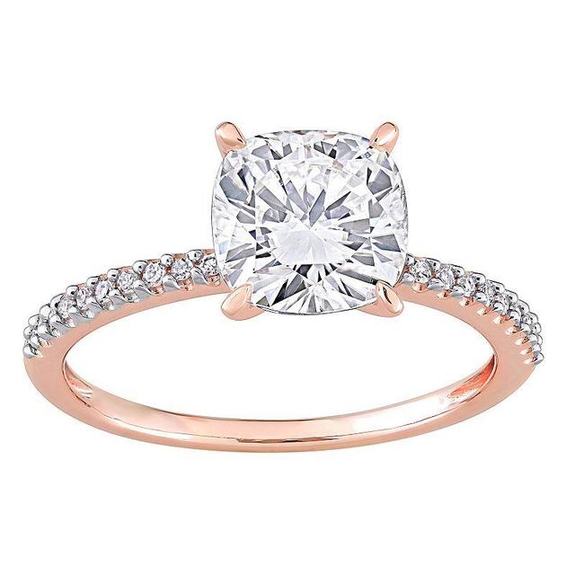 Stella Grace 14k Rose Gold 2 Carat T.W. Lab-Created Moissanite & 1/10 Carat T.W. Diamond Engagement Ring, Womens White Product Image