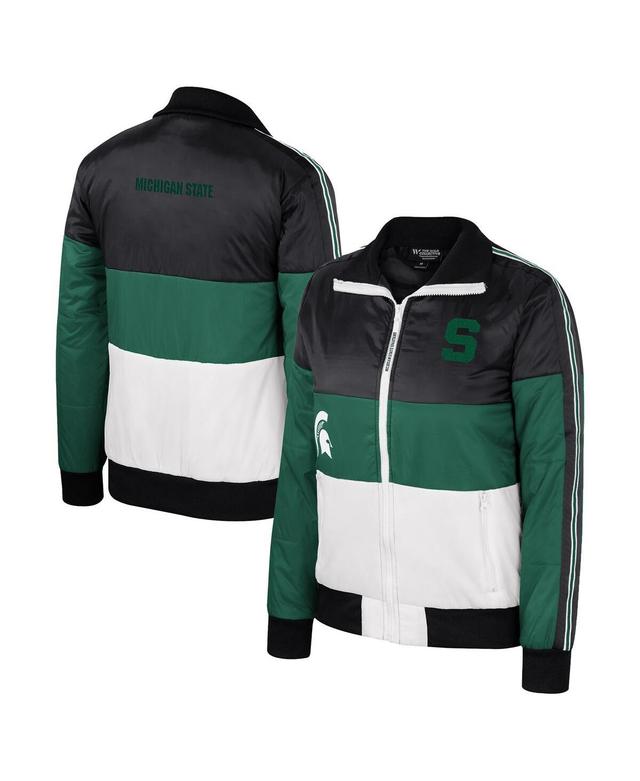 Womens The Wild Collective Green Michigan State Spartans Color-Block Puffer Full-Zip Jacket Product Image