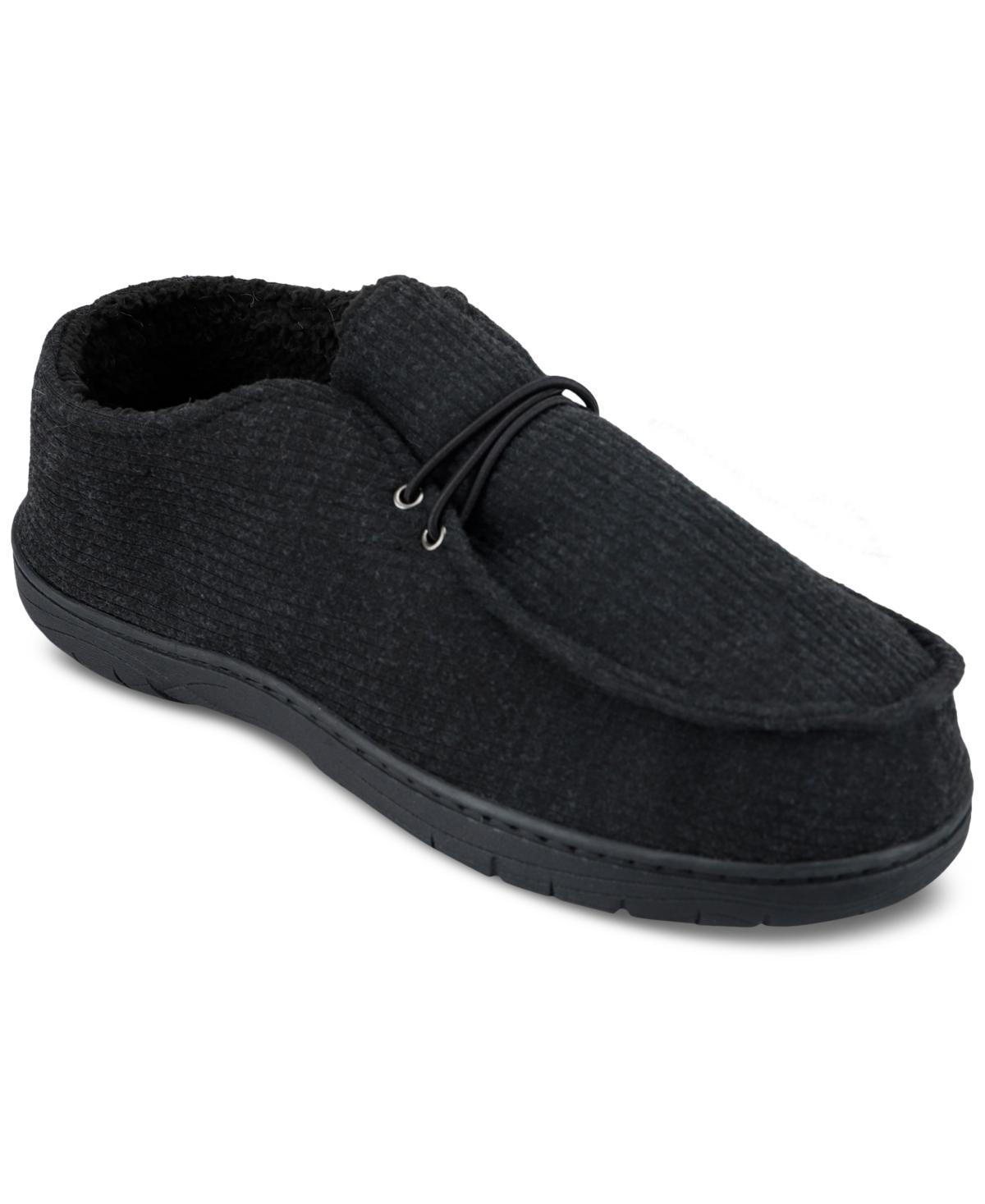 Haggar Mens Ribbed Fabric Chukka Boot Indoor/Outdoor House Slipper with Cozy Fleece Lining Product Image