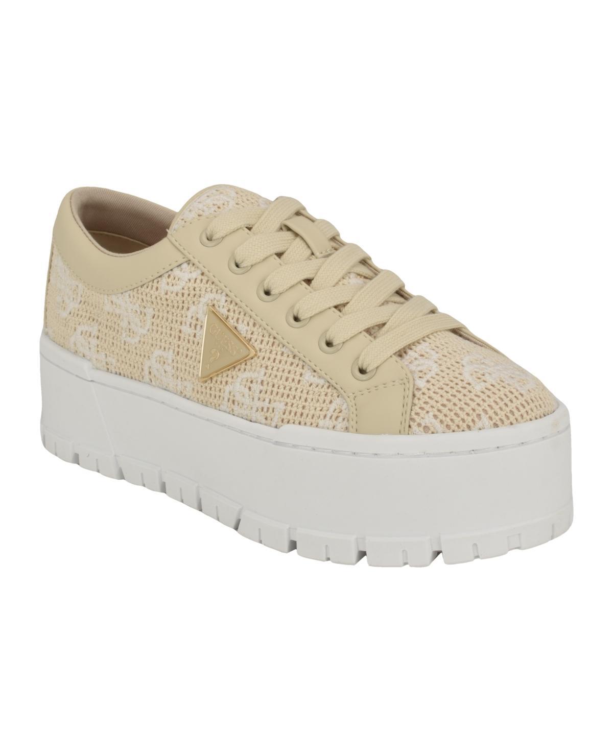 Guess Womens Tesie Tread Bottom Platform Lace Up Sneakers Product Image