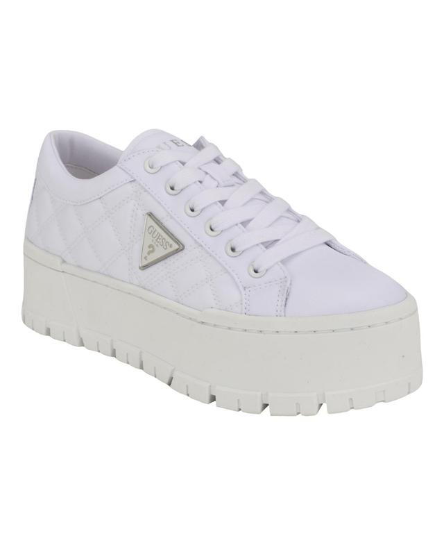 Guess Womens Tesie Tread Bottom Platform Lace Up Sneakers Product Image