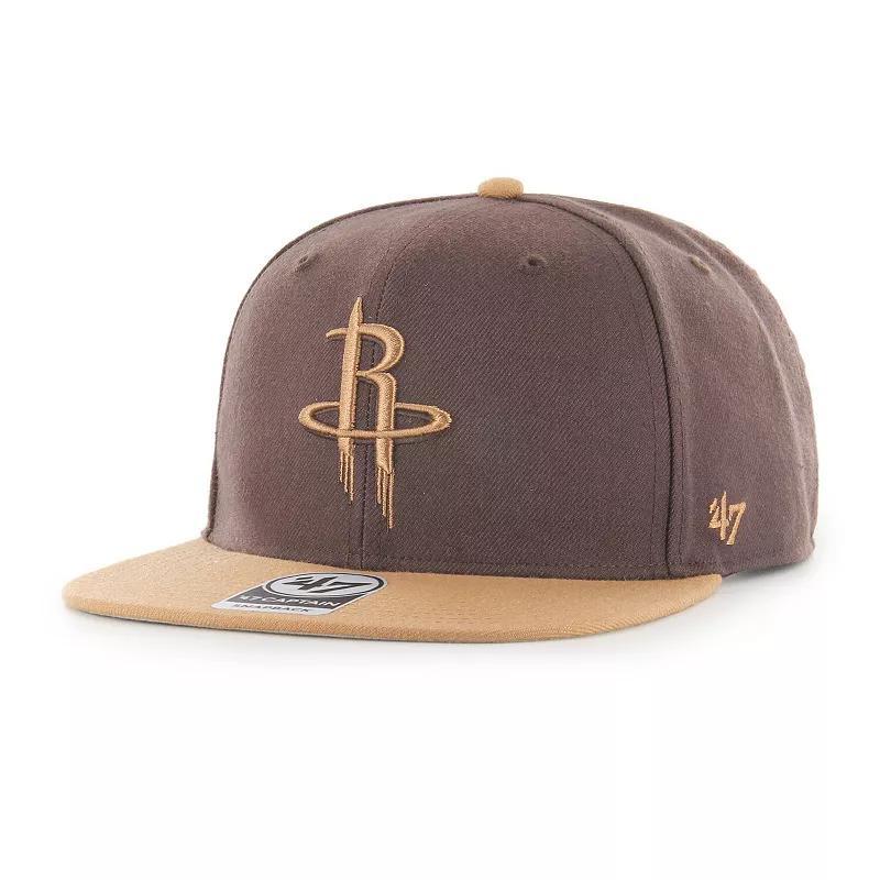 Mens 47 Brand Brown Houston Rockets No Shot Two-Tone Captain Snapback Hat Product Image