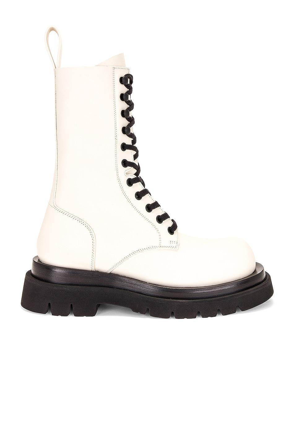 Bottega Veneta Lug Lace Up Boots in Sea Salt & Black - Cream. Size 41 (also in 37, 38, 38.5, 39, 39.5). Product Image