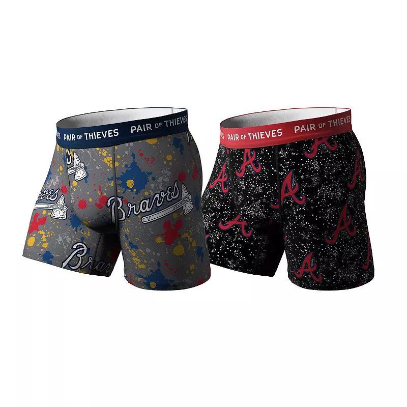 Mens Pair of Thieves Gray Atlanta Braves Super Fit 2-Pack Boxer Briefs Set - Gray Product Image