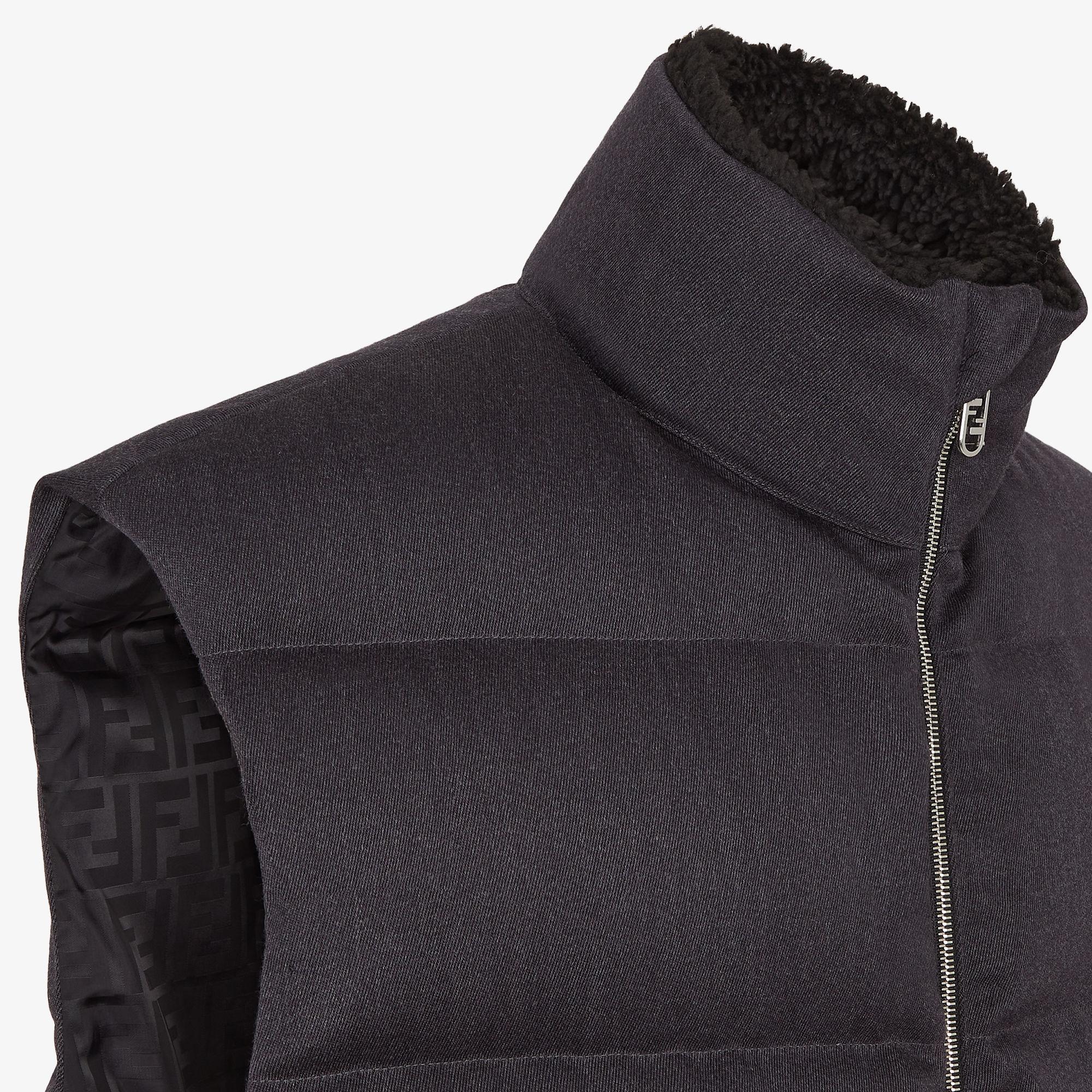 VestBlack wool twill gilet Product Image