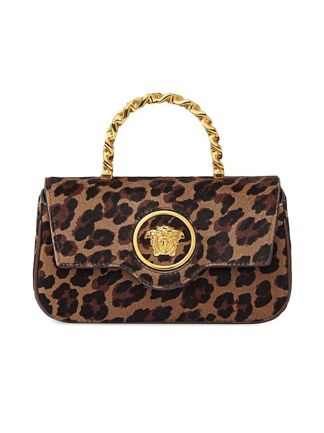 Womens Mini La Medusa Leopard Print Calf Hair Top Handle Bag Product Image