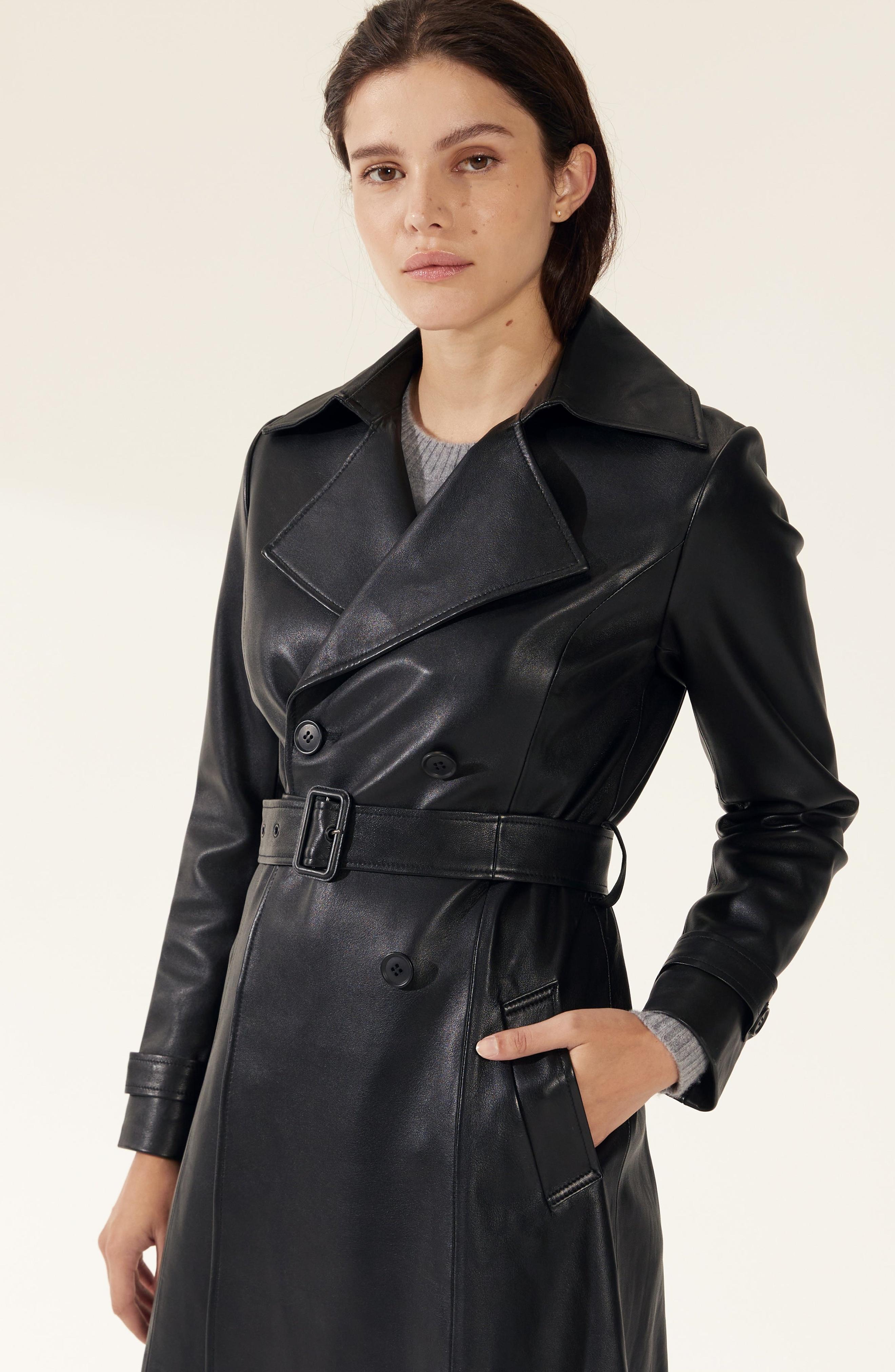 Margot Lambskin Leather Trench Coat Product Image