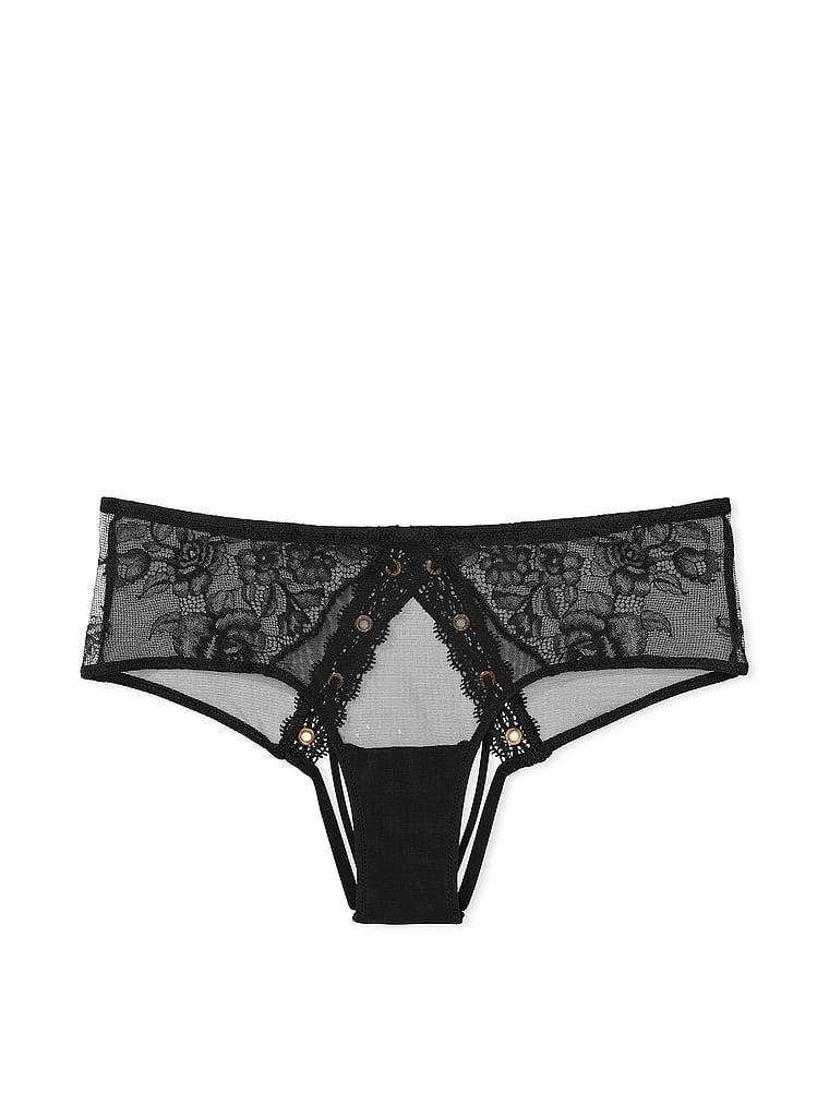 Rose Lace & Grommet Open-Back Cheeky Panty Product Image