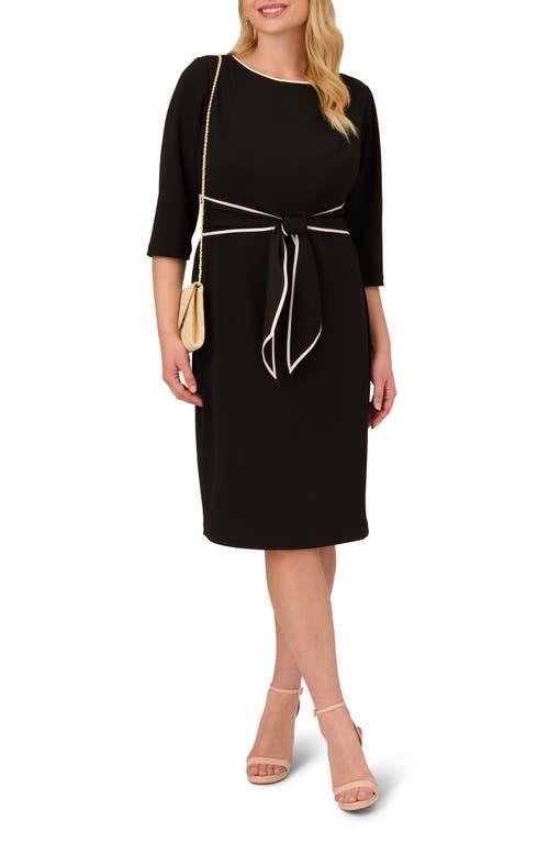 Adrianna Papell Tie Waist Crepe Sheath Dress Product Image