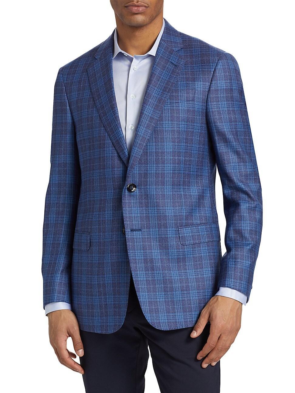 Mens Plaid Wool Two-Button Sport Coat Product Image