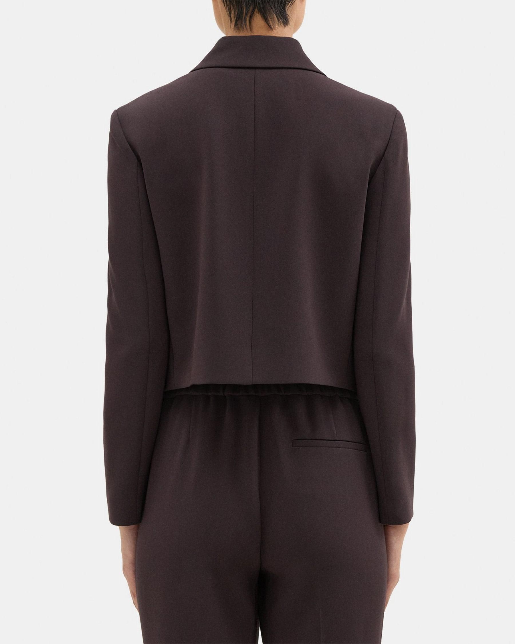 Double-Breasted Crop Blazer in Crepe Product Image