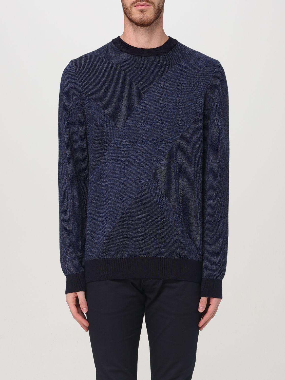 Virgin-wool Sweater With Two-tone Jacquard Pattern In Dark Blue Product Image