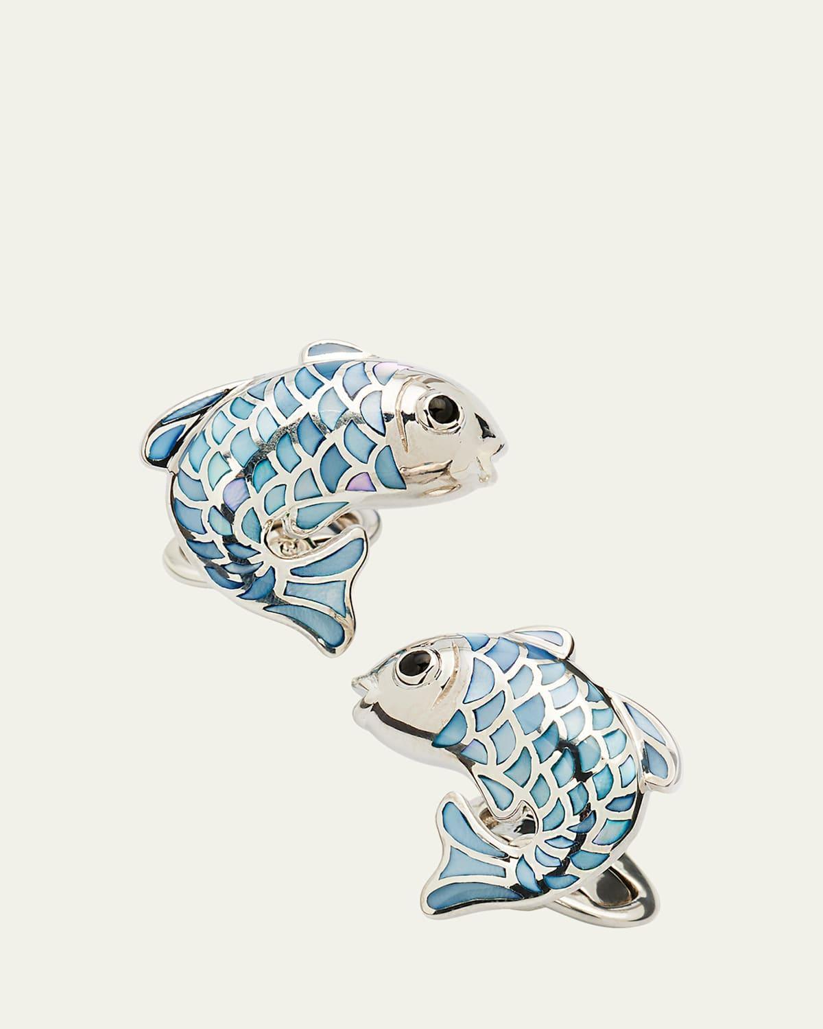 Mens Koi Fish Mother-Of-Pearl Rose Goldplated Cufflinks Product Image