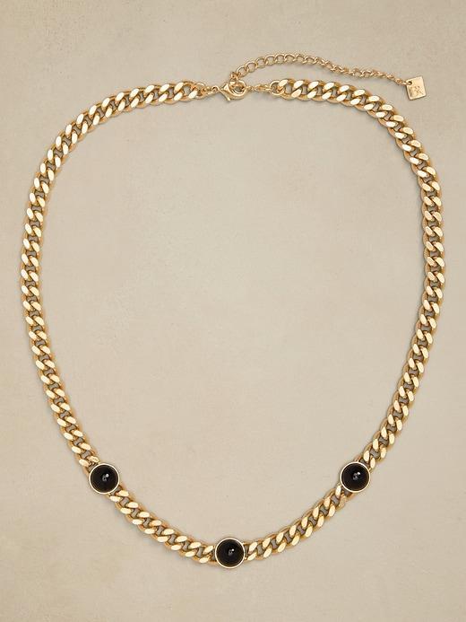 Three Stone Onyx Necklace Product Image