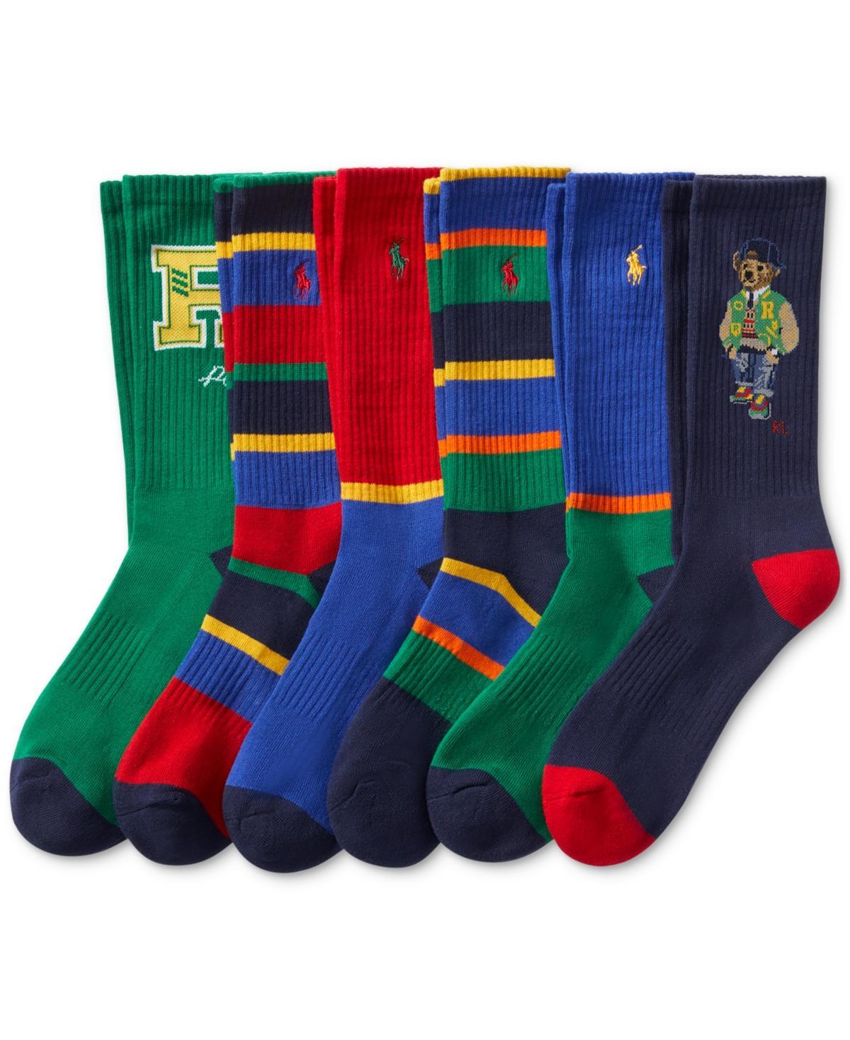 Polo Ralph Lauren Mens 6-Pk. American Heritage Bear Crew Socks Product Image