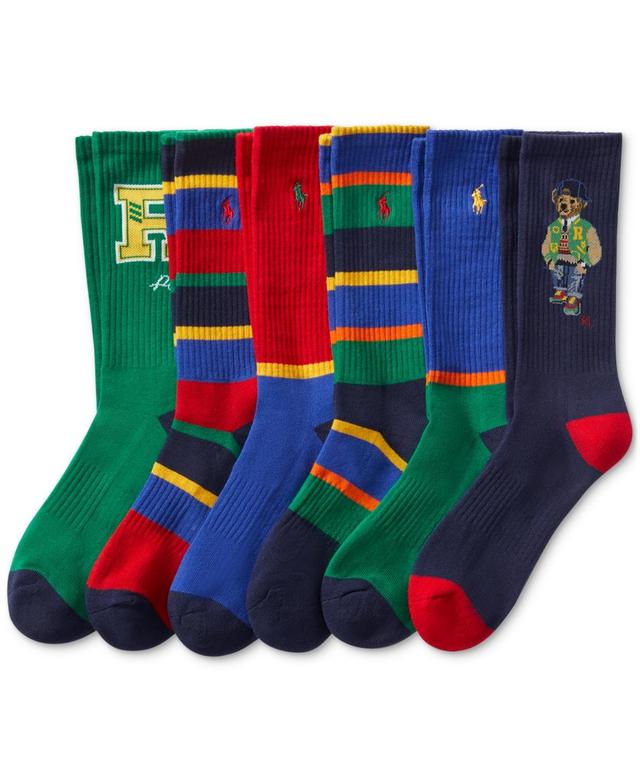 Polo Ralph Lauren Mens 6-Pk. American Heritage Bear Crew Socks Product Image