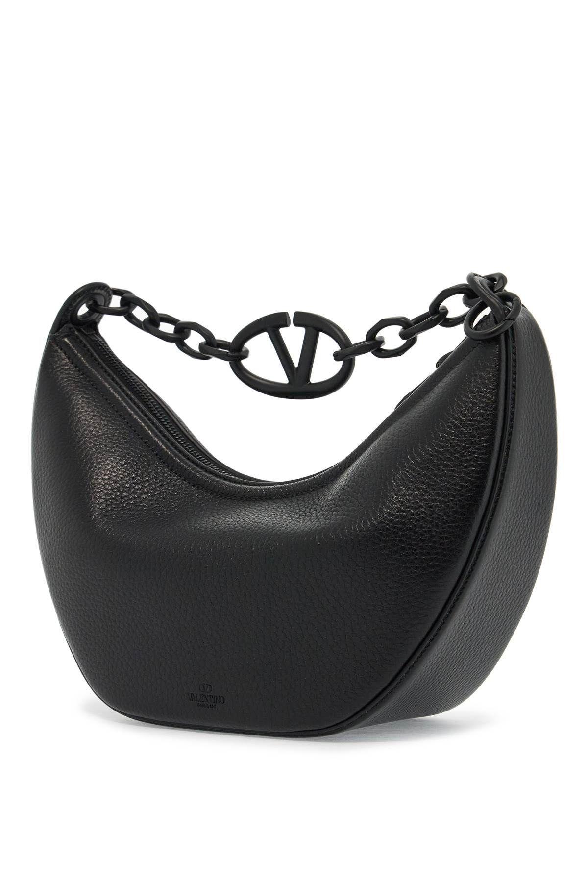 Small Vlogo Moon Bag Hobo In Hammered Leather In Black Product Image