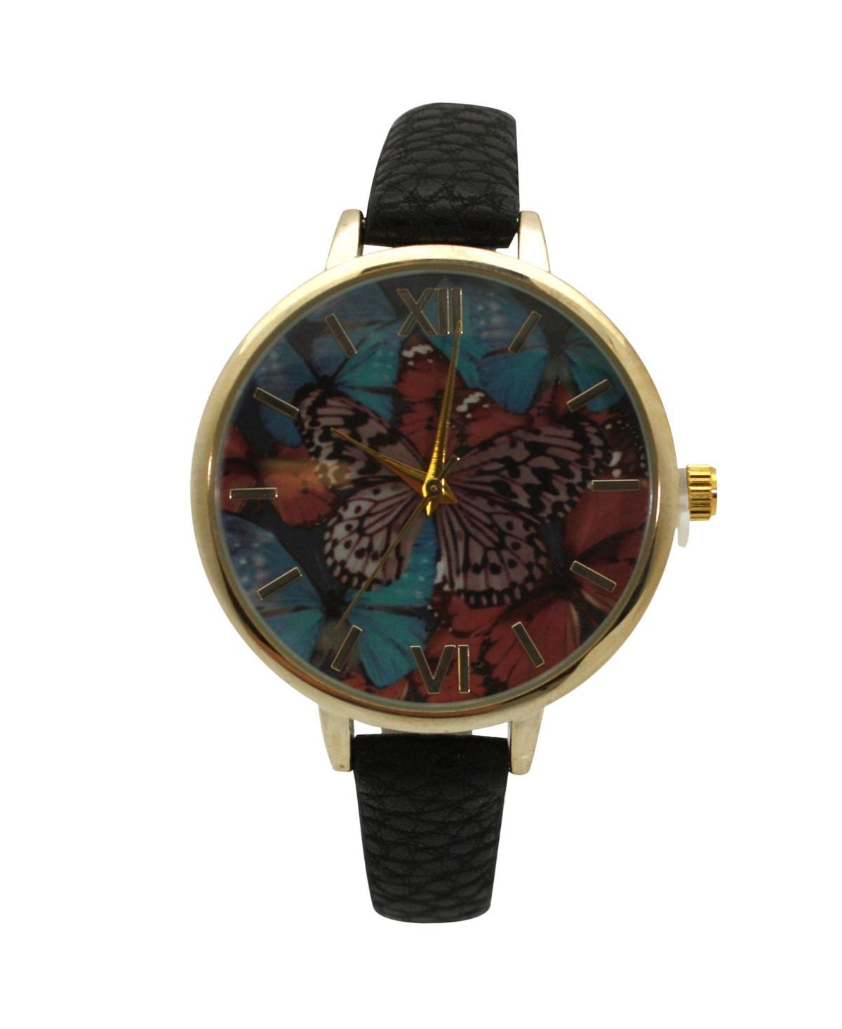 Olivia Pratt Soft Band Butterflies Dial Women Watch - Black Product Image