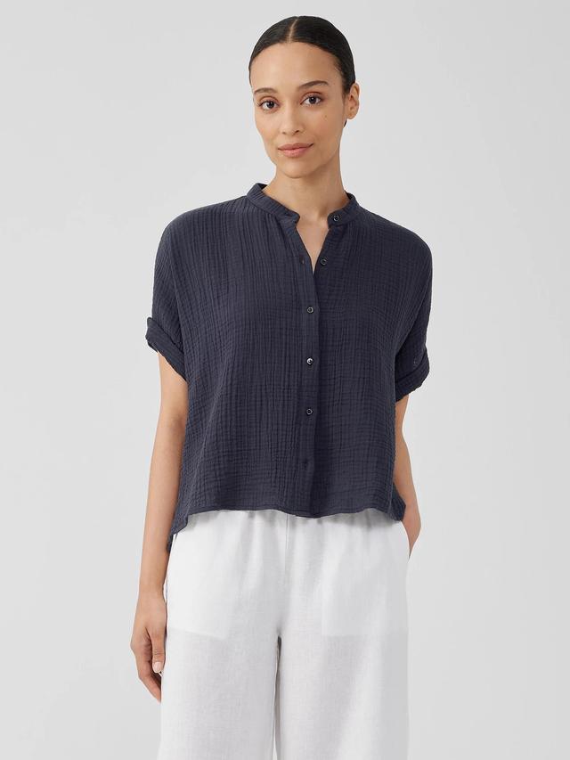 EILEEN FISHER Organic Cotton Gauze Short-Sleeve Shirtfemale Product Image