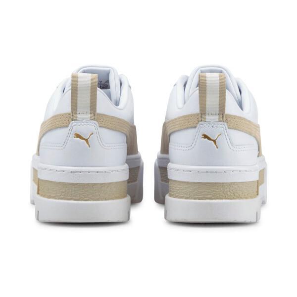 PUMA Mayze Leather Women's Sneakers in White/Peyote Product Image