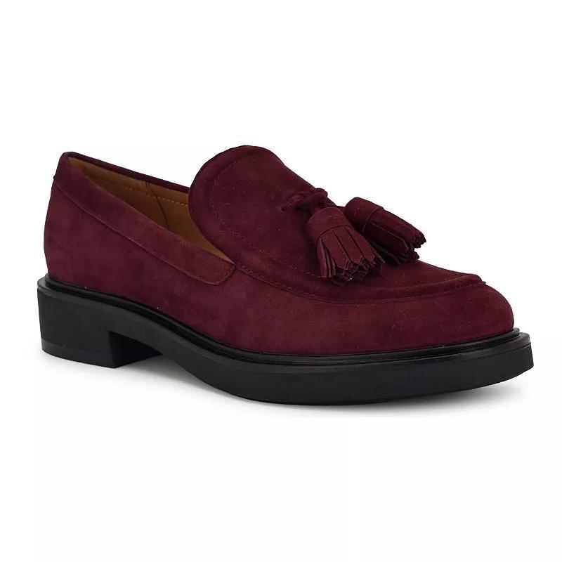 Nine West Roker Slip-On Round Toe Womens Casual Loafers Red Suede Product Image