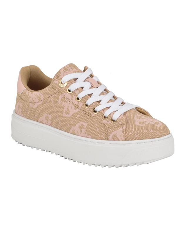 Guess Womens Denesa Tread Bottom Fashion Sneakers with Logo - Beige Product Image