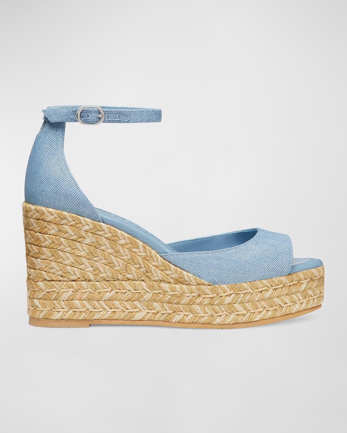 Womens Nudistia 85MM Metallic Denim Espadrille Wedge Sandals Product Image