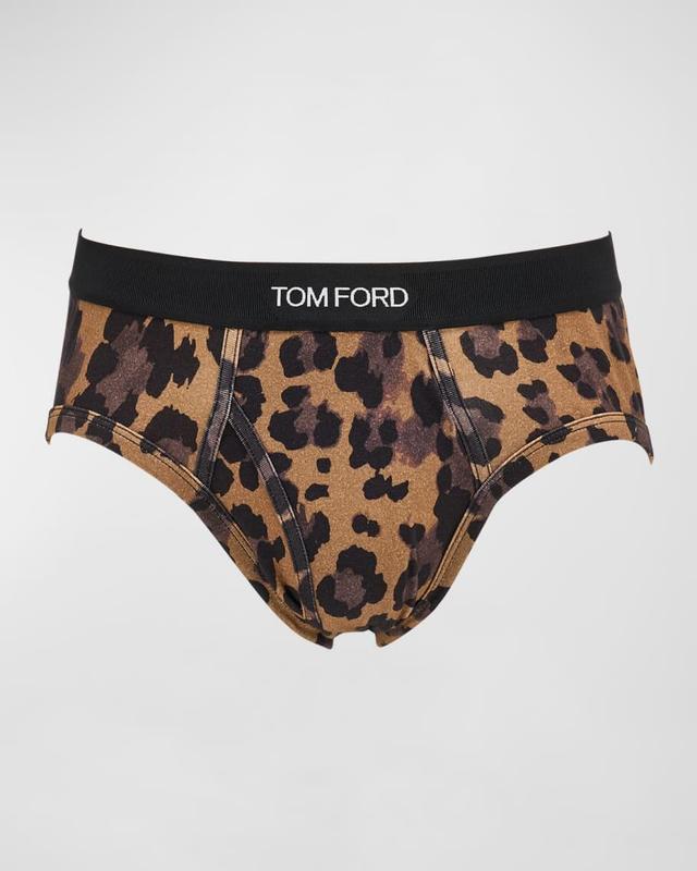 Men's Leopard-Print Cotton Jersey Briefs Product Image