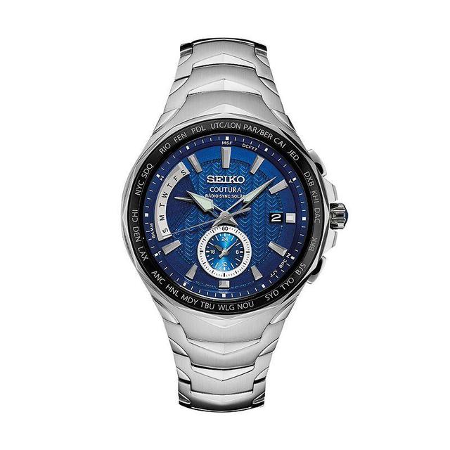 Seiko Mens Coutura Stainless Steel Radio Sync Solar Watch - SSG019 Silver Tone Product Image