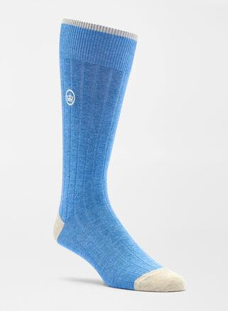 Peter Millar Mens Solid Rib Crew Sock | Color: Cottage Blue | Size: OS Product Image