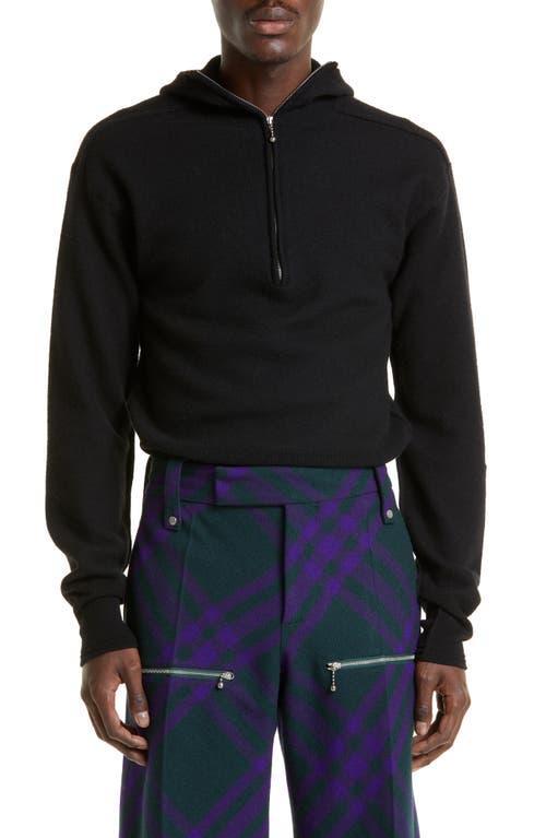 burberry Half Zip Brushed Wool Hoodie Product Image