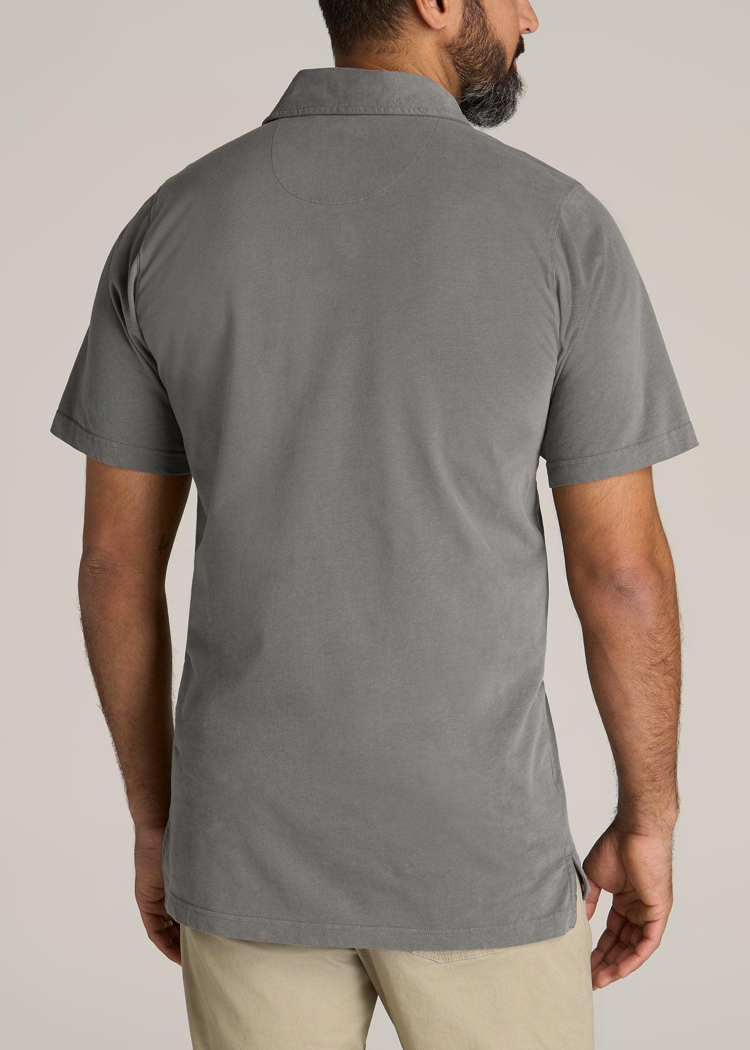 LJ&S Ultra Soft Short Sleeve Cotton Polo for Tall Men in Vintage Pewter Product Image