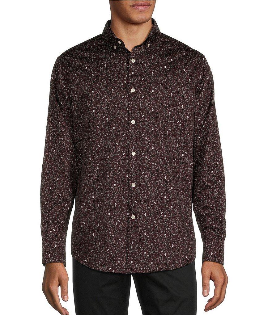 Murano Slim Fit Paisley Printed Sateen Long Sleeve Woven Shirt Product Image