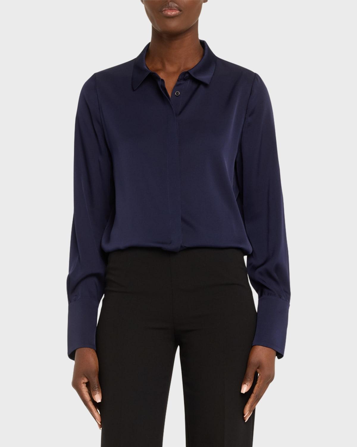 Womens Larissa Collared Silk-Blend Blouse Product Image