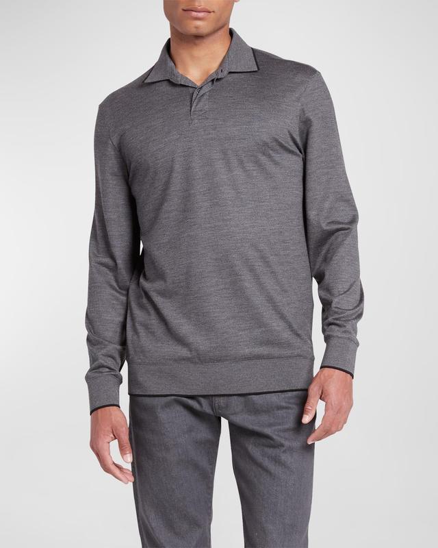 Mens Wool Jersey Long-Sleeve Polo Product Image