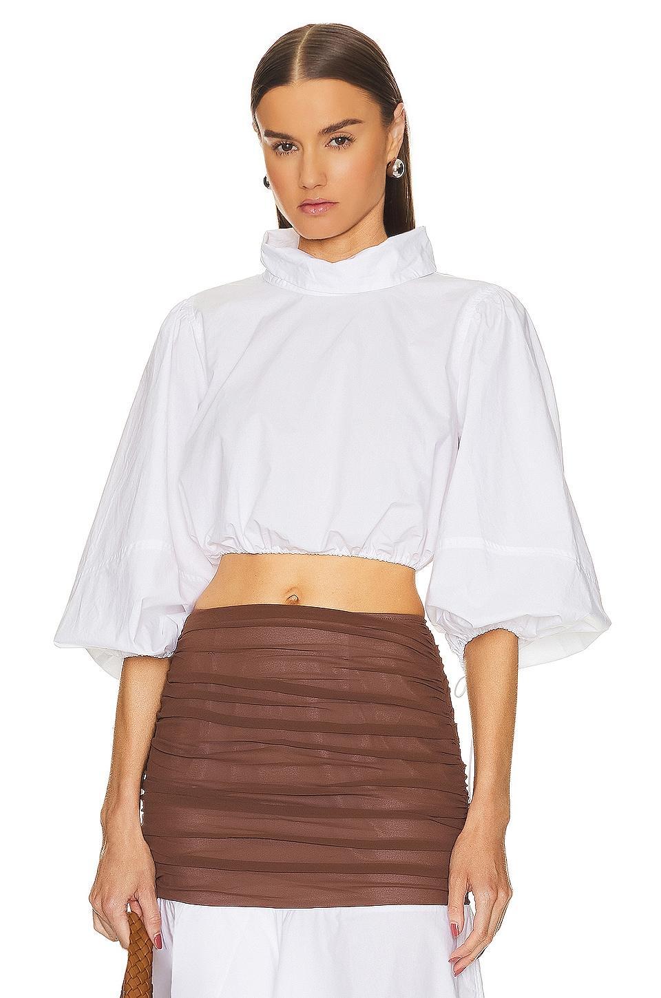 Cotton Poplin Puff Sleeve Top Helsa Product Image