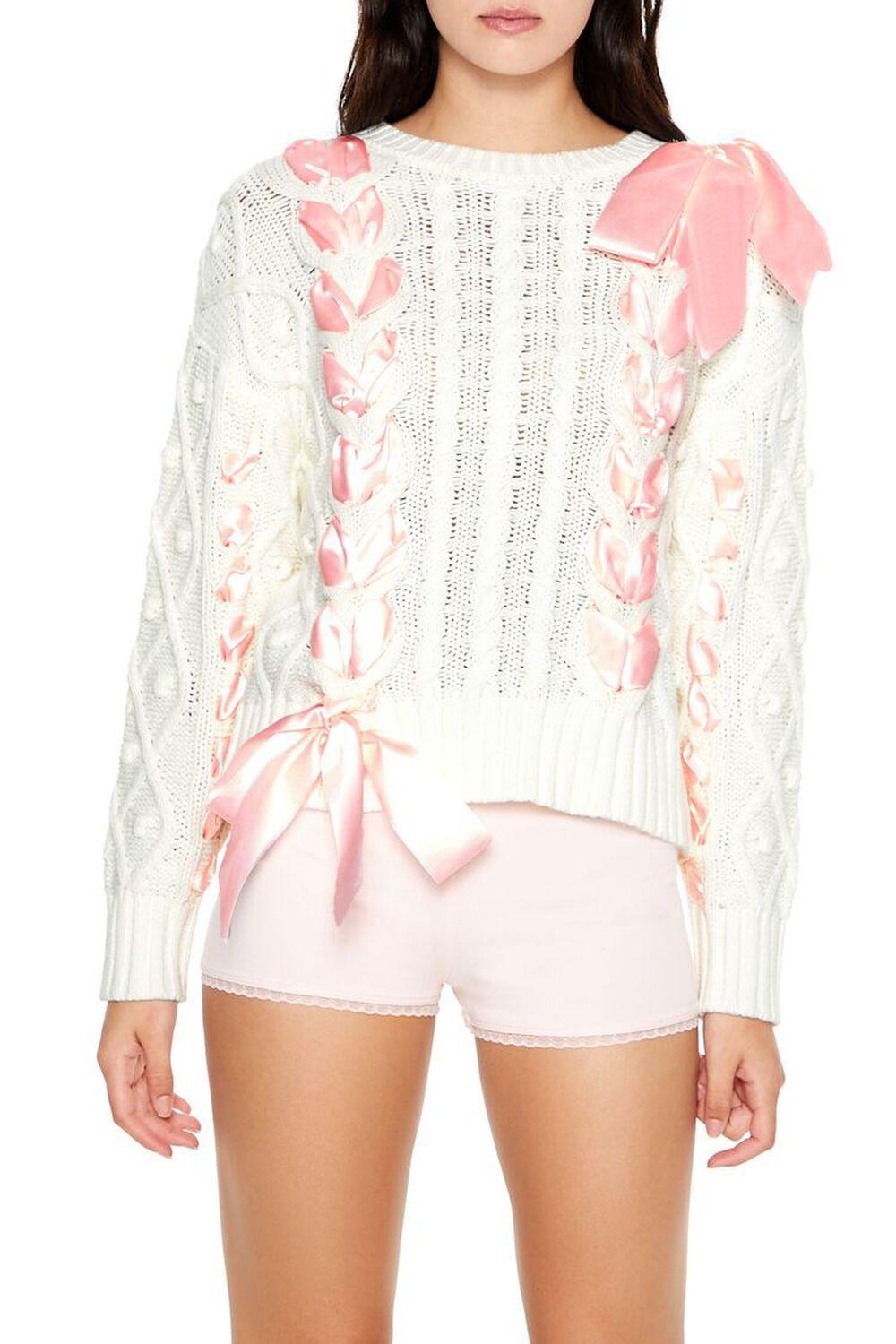 Cable Knit Ribbon Bow Sweater | Forever 21 product image