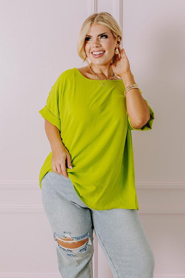 Champagne And Peonies Shift Top In Lime Curves Product Image