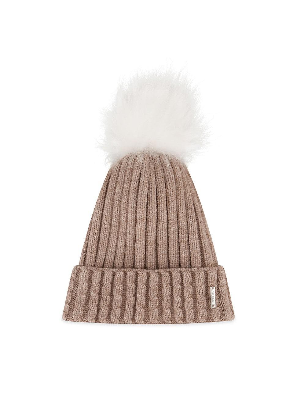 Womens Knit Hat With Toscana Lamb Pompom Product Image