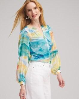 Chico's Women's Watercolor Print Blouse Product Image