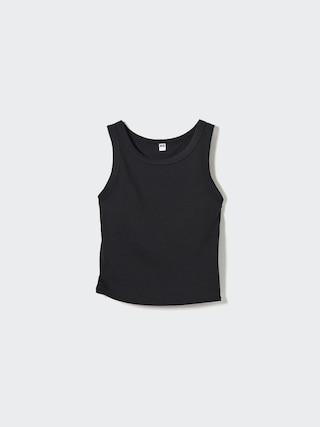 Womens Ribbed Cropped Sleeveless Bra Top Black Large UNIQLO US Product Image