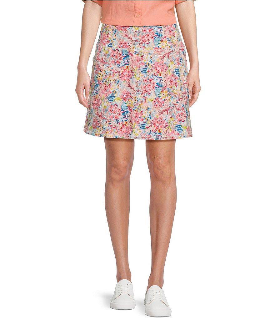 Intro Cellie Stretch Knit Jersey Love The Fit Desert Flower Print Side Pocket A-Line Pull-On Skort Product Image