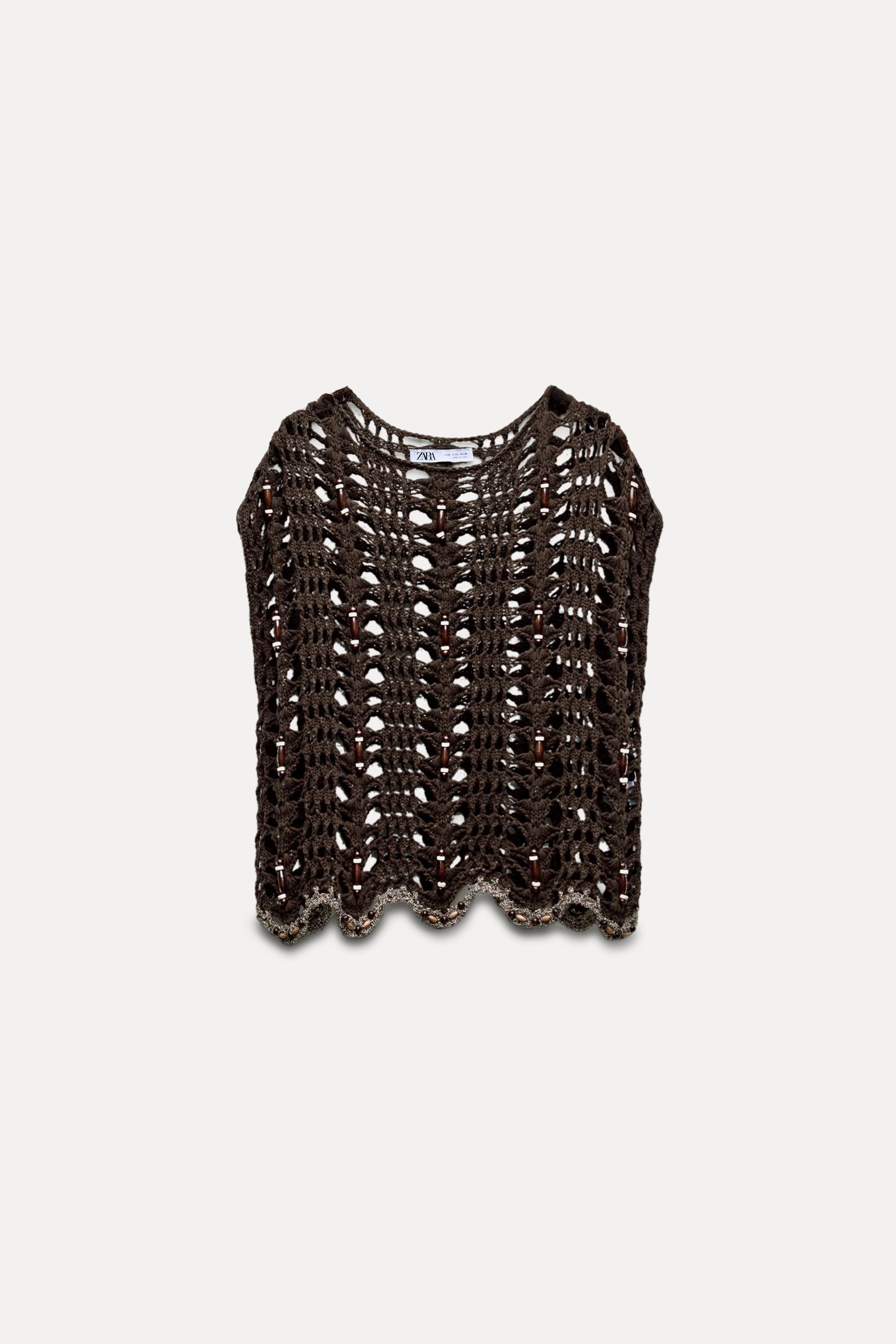 BEADED OPEN KNIT TOP Product Image