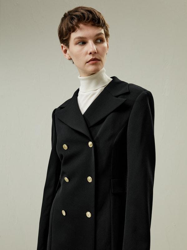 Tailored Double-Breasted Dress Coat Product Image