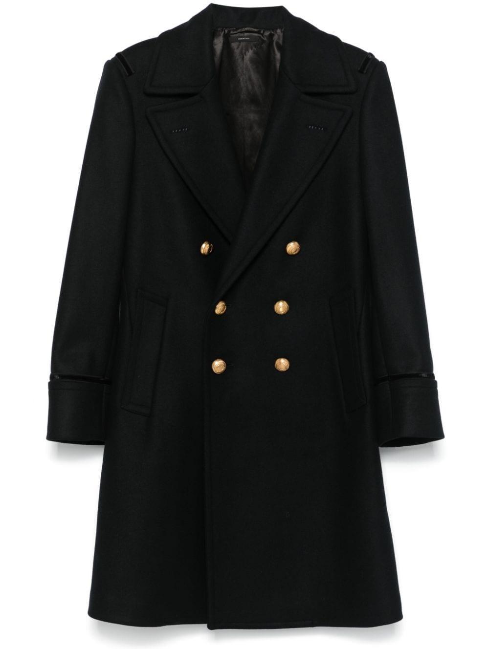 Double-breasted Coat In Black Product Image