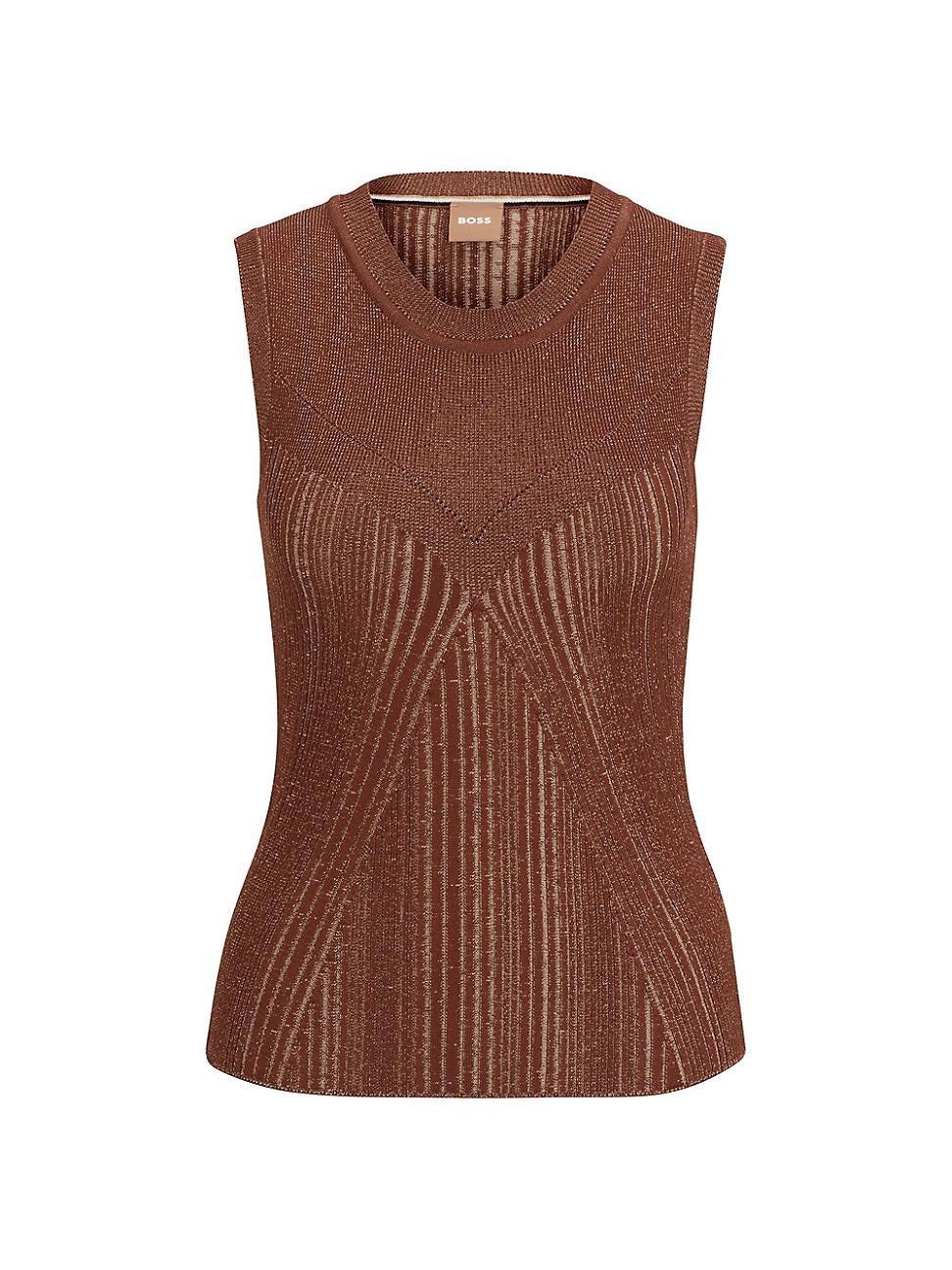 Womens Sleeveless Knitted Top with Ribbed Structure Product Image