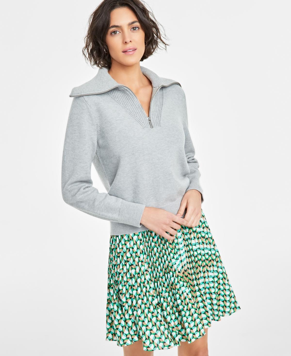 On 34th Womens Striped Half-Zip Sweater, Created for Macys Product Image