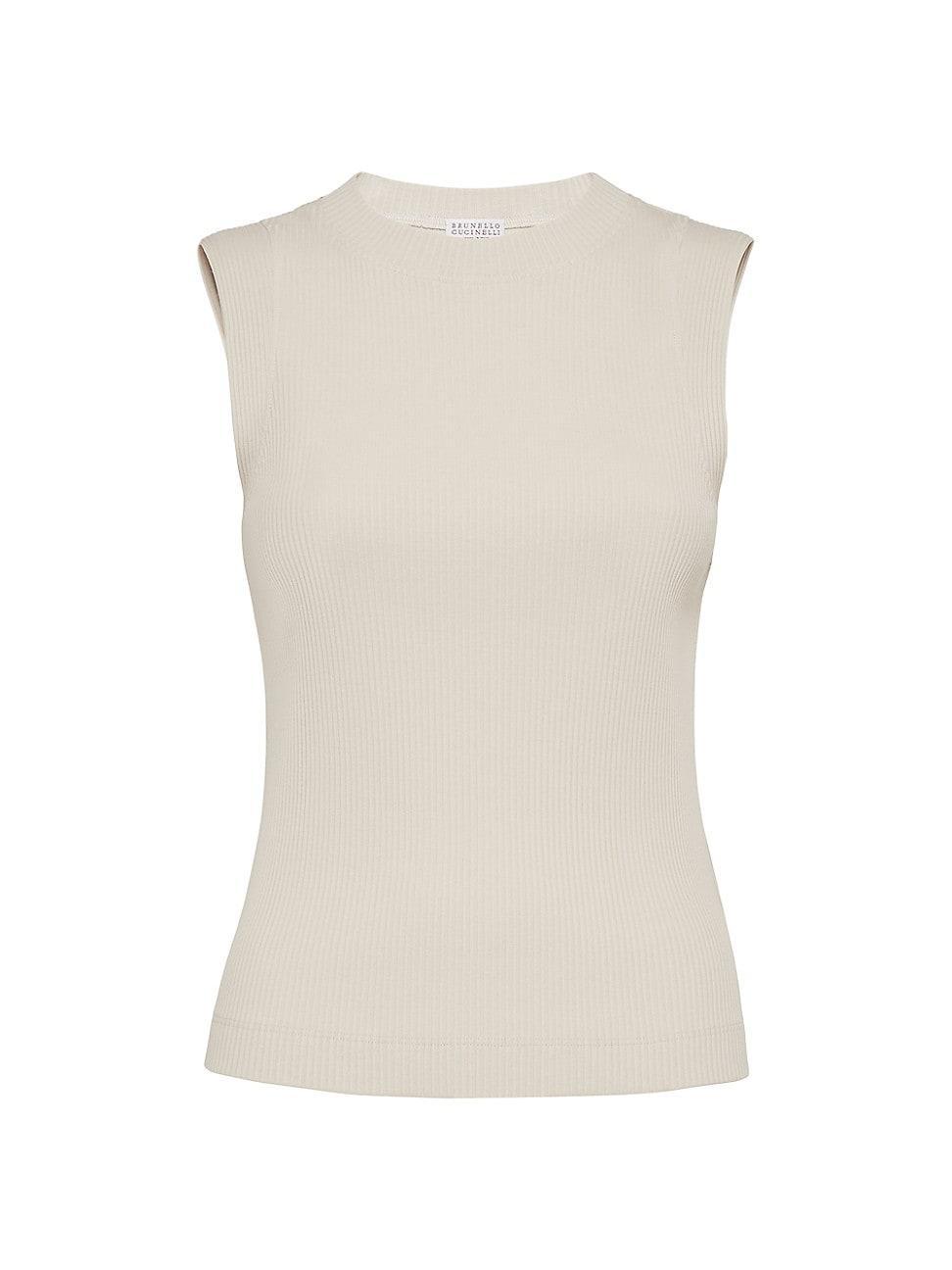 Womens Cotton Ribbed Jersey Top With Monili Product Image